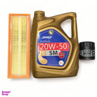 روغن موتور اسپیدی مدل پلاتینیوم 20W-50 SM حجم 4 لیتر به همراه فیلتر هوا و فیلتر روغن مناسب پژو 405 و پژو پارس و سمند LX مجموعه 3 عددی