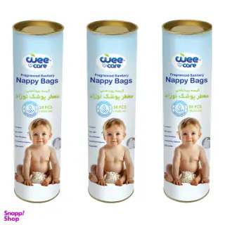 کیسه بهداشتی پوشک وی کر مدل معطر قوطی سه بسته 24 عددی
