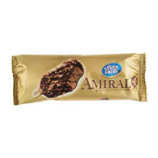بستنی دبل چاکلت کاکائویی با روکش شکلات مغزدار آمیرال دایتی 85 گرمی