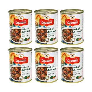 کنسرو خورشت قورمه سبزی با سویا شهدین - 370 گرم بسته 6 عددی