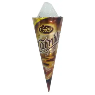 بستنی قیفی سوپر کارنیلو شکلاتی با سس کارامل میهن 70 گرمی