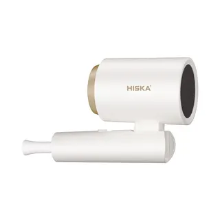 سشوار مسافرتی هیسکا مدل HK-5265-N با توان 1600 وات، موتور DC، تنظیم دما در 3 حالت، تنظیم سرعت در 2 حالت، طراحی تاشو، فیلتر جداشونده و کابل 2 متری