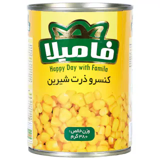 کنسرو ذرت فامیلا 400 گرمی بسته 2 عددی