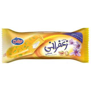 بستنی زعفرانی با روکش زعفرانی و مغز پسته میهن 70 گرمی