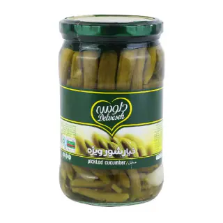 خیارشور ویژه شیشه ای 750 گرمی دلوسه