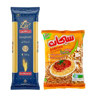 پک ماکارونی قطر 1.2 زر ماکارون و سویا پروتئین ریز دانه سبحان
