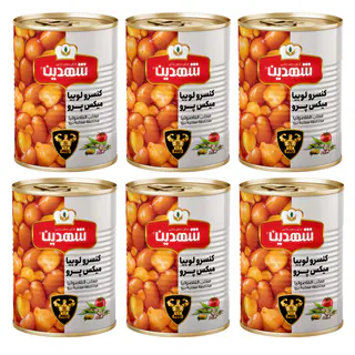کنسرو لوبیا میکس پرو شهدین - 370 گرم بسته 12 عددی
