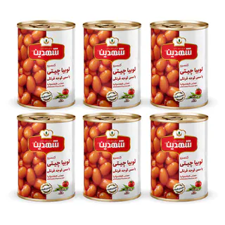 کنسرو لوبیا چیتی با سس گوجه فرنگی شهدین - 370 گرم بسته 12 عددی