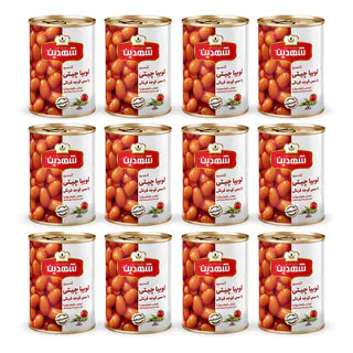 کنسرو لوبیا چیتی با سس گوجه فرنگی شهدین - 370 گرم بسته 12 عددی