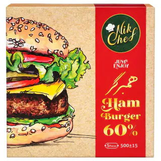 همبرگر 60 % گوشت قرمز نیک شف 500 گرمی