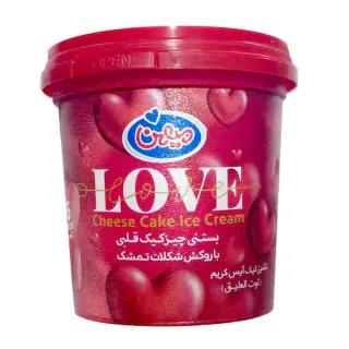 بستنی چیز کیک قلبی با روکش شکلات تمشک میهن 45 گرمی