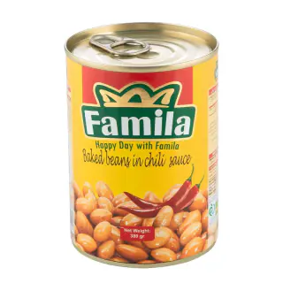 کنسرو لوبیا چیتی با سس چیلی فامیلا 380 گرمی