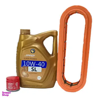 روغن موتور اسپیدی مدل API SL 10W - 40 حجم 3.5 لیتر به همراه فیلتر هوا و فیلتر روغن مناسب تیبا کوئیک و ساینا