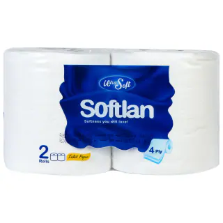 دستمال توالت سافتلن چهار لایه 10.5x12.5 سانتی متری بسته 2 عددی