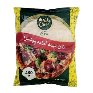 نان پیتزا نیمه آماده منجمد نیک شف 480 گرمی بسته 4 عددی