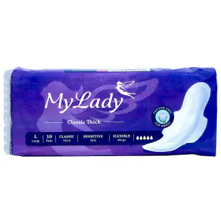 نوار بهداشتی بالدار مای لیدی مدل Classic purple سایز بزرگ بسته 4 عددی