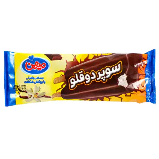 بستنی دوقلو وانیلی با روکش شکلات میهن 70 گرمی