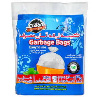 کیسه زباله پتروکلین مدل آسان مصرف تجزیه پذیر سایز 40 در 50 سانتی متری بسته 30 عددی